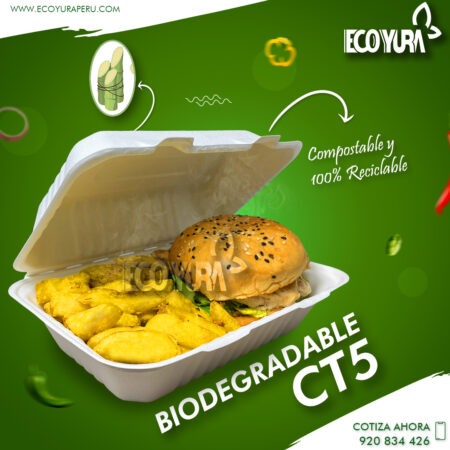 Envases Biodegradables CT4 fibra caña de azúcar 480ml - Envases  Biodegradables Eco Yura Perú
