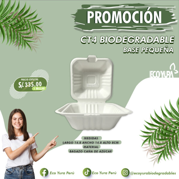 Find your favorite product Eco Estrategia Peruana: Envase fibra CT4 fondo  pequeño, tapers para comida